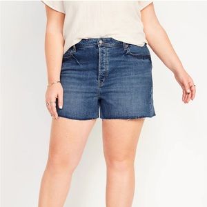 OldNavy Womens  High-Waisted Button-Fly Sky-Hi A-Line Cut-Off Jean Shorts 3inch